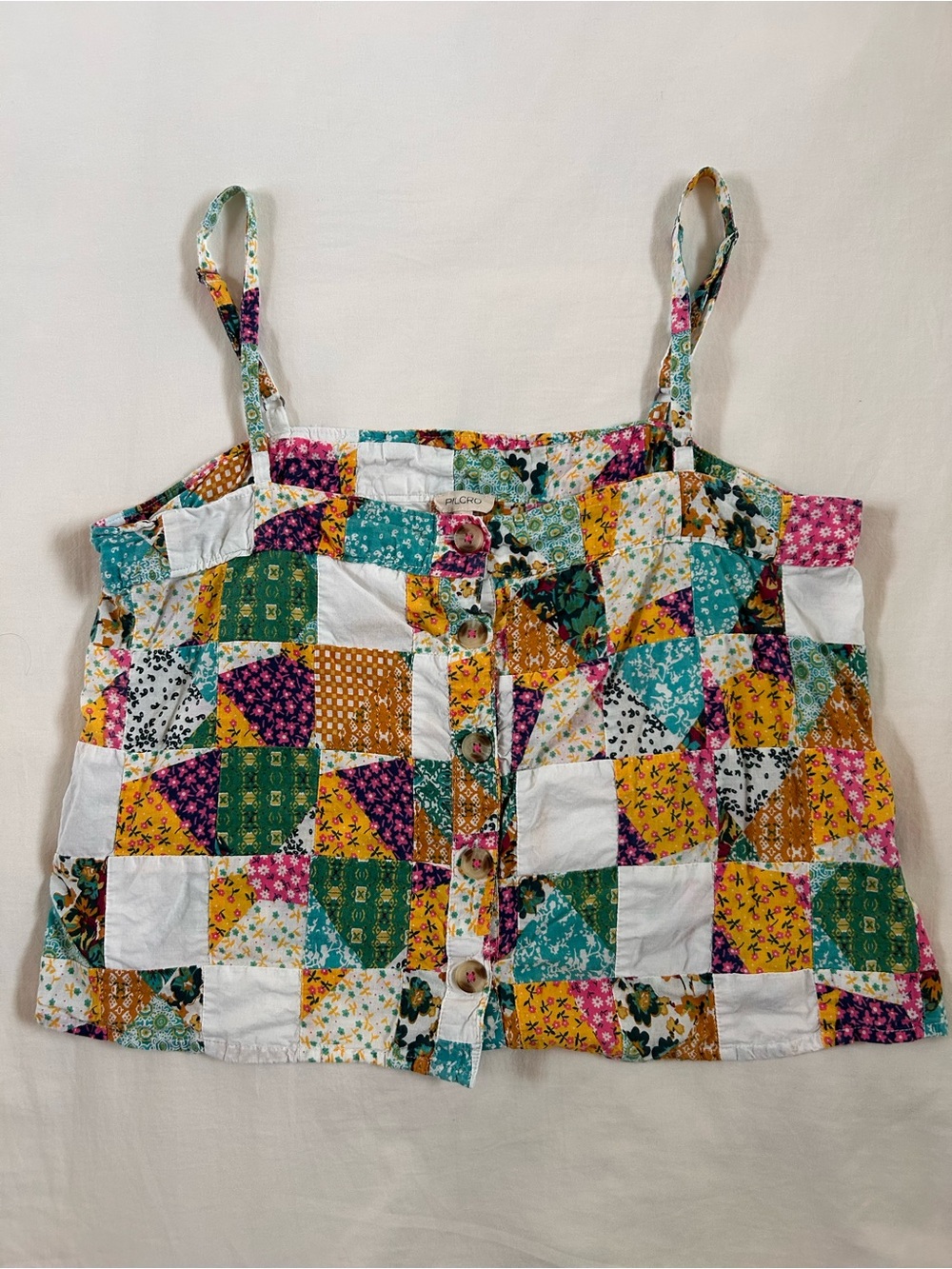 Pilcro Patchwork Spaghetti Strap tank